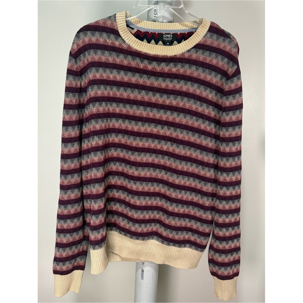 Vtg Jones New York Men's M Colorful Crewneck Sweater Pullover Chevron Grandpa